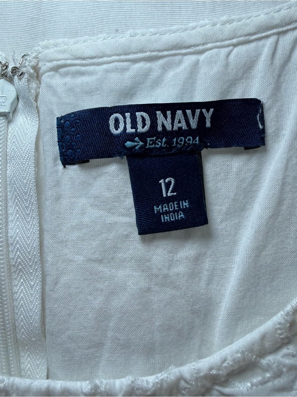 Old Navy Lined Y2K Dress Size 12 Cotton Tank Peasant Cottage core White Eyelet - Picture 7 of 8